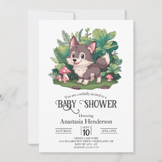 Dreamy Little Wolf Baby Shower Invitation (Front)