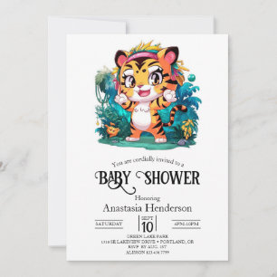 Dreamy Magical Tiger Digital Baby Shower  Invitation