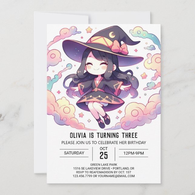 Dreamy Magical Wizard Birthday Invitation (Front)