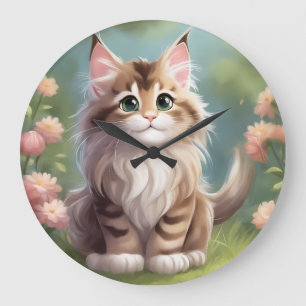 Dreamy Maine Coon Large Clock