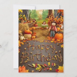 Dreamy Maple Leaf Autumn Fall Happy Birthday Card