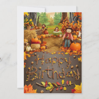 Dreamy Maple Leaf Autumn Fall Happy Birthday Card
