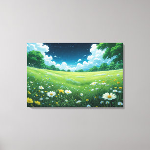 Dreamy Meadow Skies Canvas Print