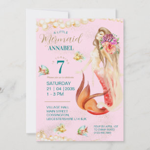 Dreamy Mermaid Birthday Party Invitation
