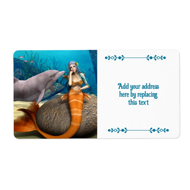 Dreamy Mermaid Dolphin Underwater Fantasy Art (Front)