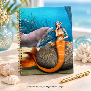 Dreamy Mermaid Dolphin Underwater Fantasy Art Planner