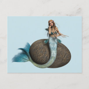Dreamy Mermaid Dolphin Underwater Fantasy Art Postcard