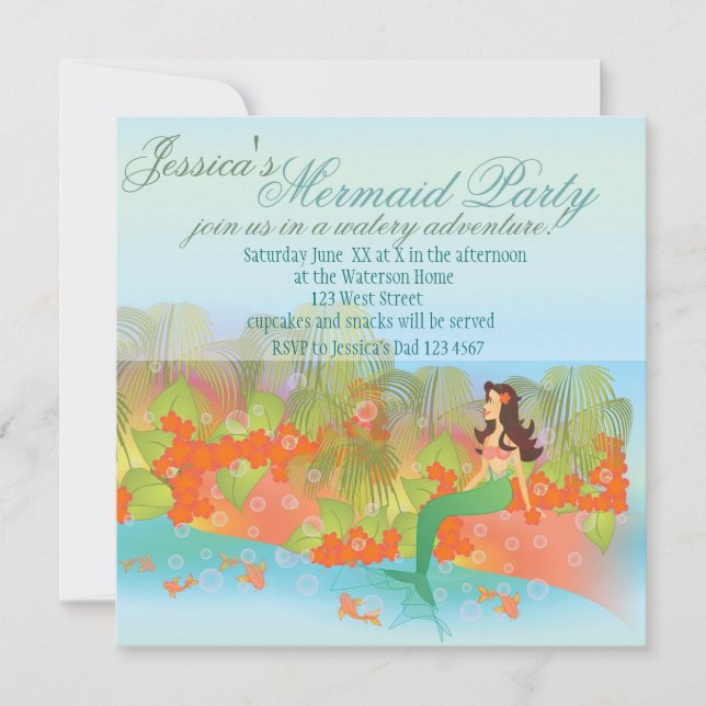 Dreamy Mermaid Invitation (Front)