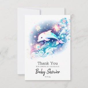 Dreamy Modern Dolphin Baby Shower Thank You Card
