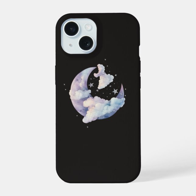 Dreamy Moon and Clouds Phone Case (Back)
