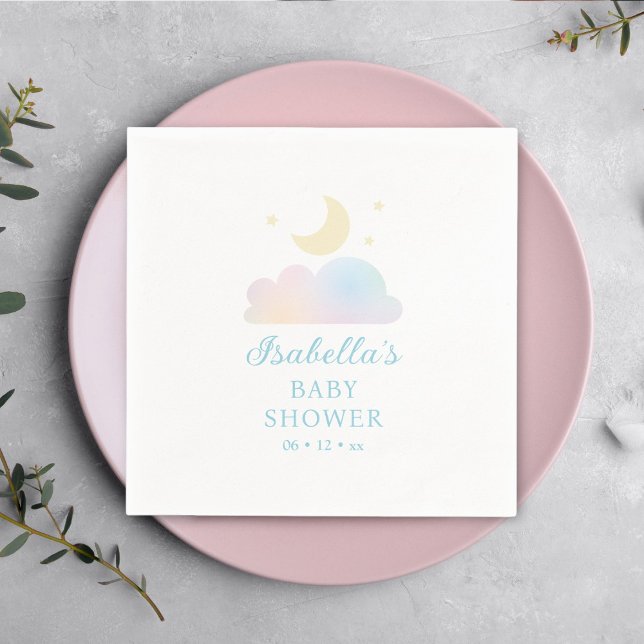 Dreamy Moon and Stars Cloud Nine Baby Shower Napkin (Creator Uploaded)