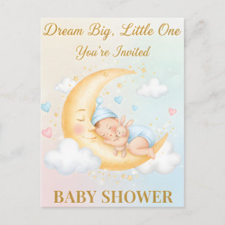 Dreamy Moon Baby Shower Invitation - Sleeping Baby Postcard
