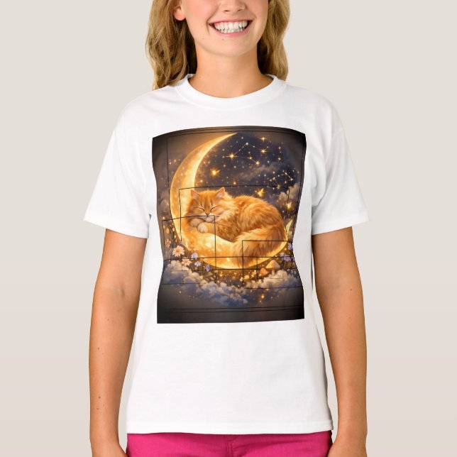 Dreamy Moon Cat Kids T-Shirt | Tee (Front)