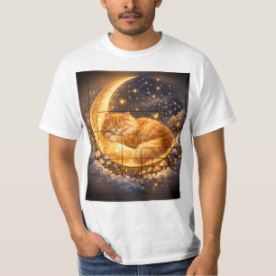 Dreamy Moon Cat T-Shirt Cute Sleeping CatT-Shirt