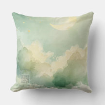 Dreamy Moon & Cloud Nursery Throw Pillow | Music