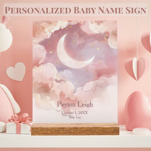 Dreamy Moon & Clouds Personalised Nursery Acrylic Sign