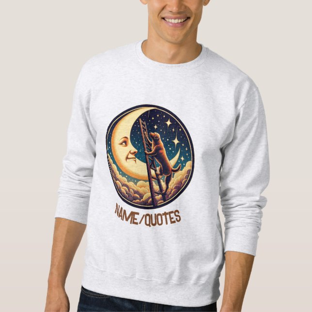 Dreamy Moon & Dog Climbing Ladder Sweatshirt (Front)