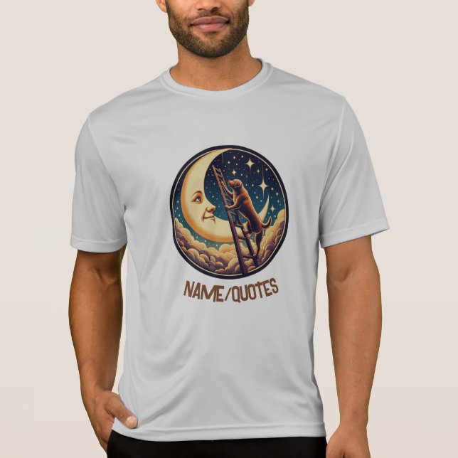 Dreamy Moon & Dog Climbing Ladder T-Shirt (Front)