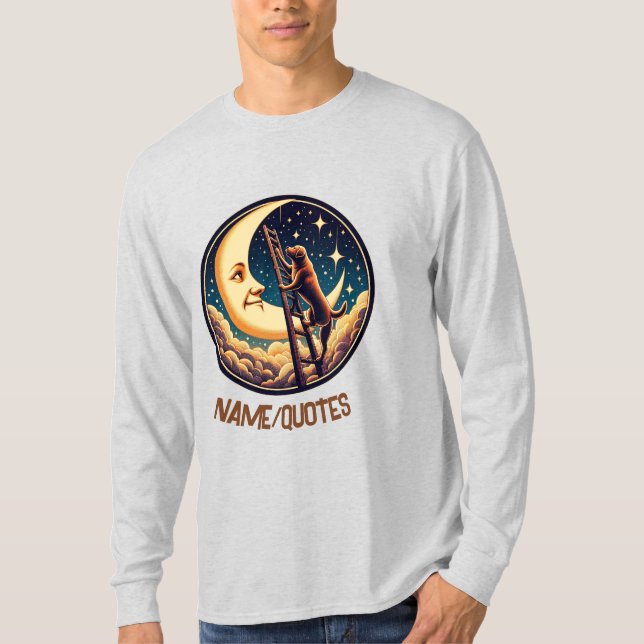 Dreamy Moon & Dog Climbing Ladder T-Shirt (Front)