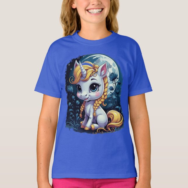 Dreamy Moon Unicorn Sweet Little Unicorn T-Shirt (Front)