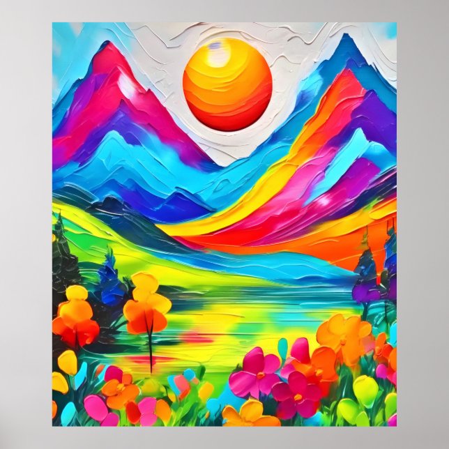 Dreamy Mountain Majesty Painting  Poster (Front)