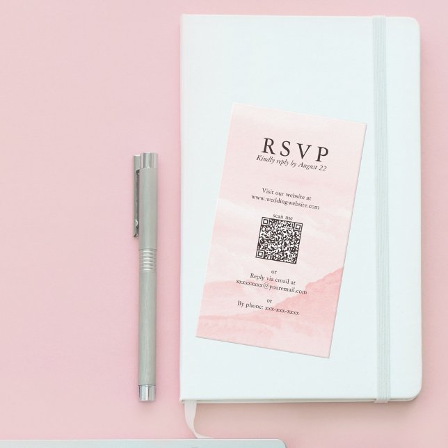 Dreamy Mountain Watercolor Wedding QR RSVP Enclosure Card (Creator Uploaded)