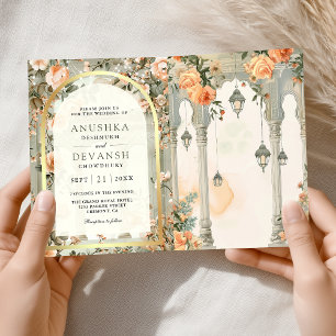 Dreamy Mughal Palace QR Code Indian Wedding Invitation
