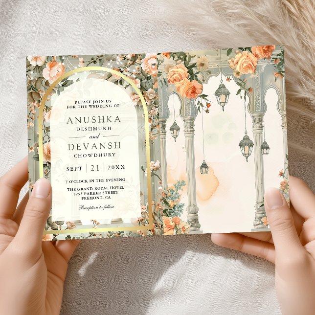 Dreamy Mughal Palace QR Code Indian Wedding Invitation (Creator Uploaded)