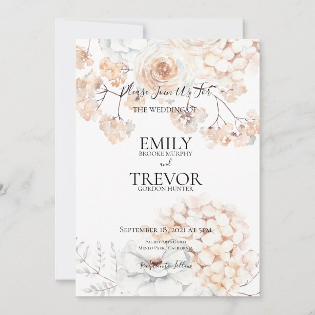 Dreamy Natural Cream Wedding Invitation (Front)