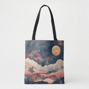 Dreamy Night Sky Tote Bag with Artistic Moonlit