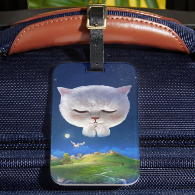 Dreamy Night Sky with Cat Luggage Tag (Front Insitu 2)