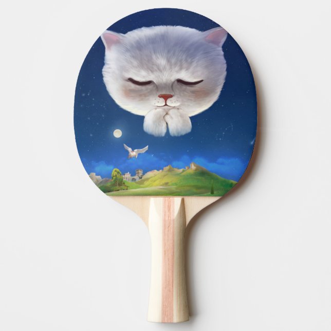 Dreamy Night Sky with Cat Ping Pong Paddle (Front)