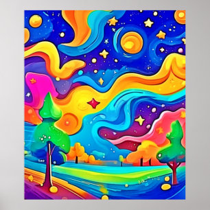 Dreamy Night: Starry Landscape Poster