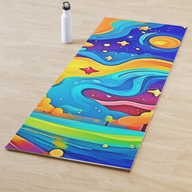 Dreamy Night: Starry Landscape Yoga Mat (In Situ)