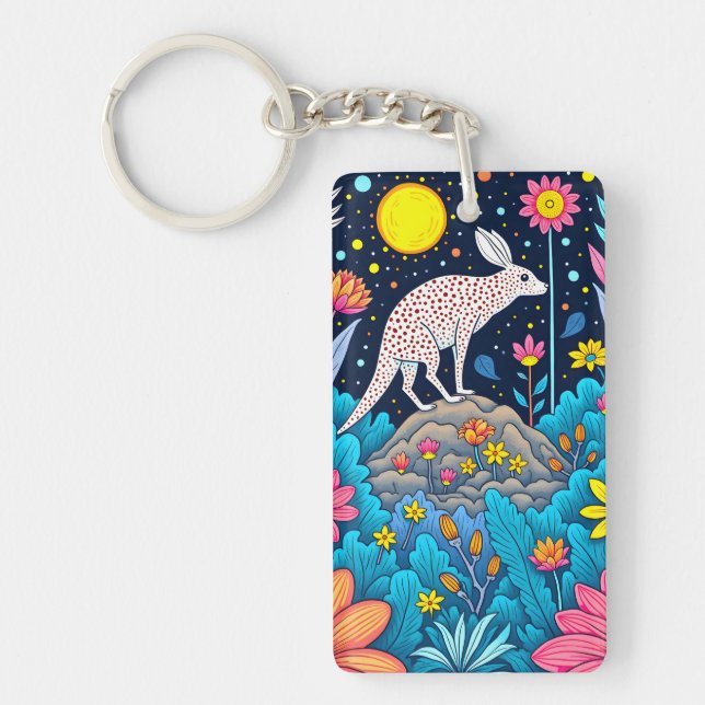 Dreamy Nighttime Forest Key Ring (Front)