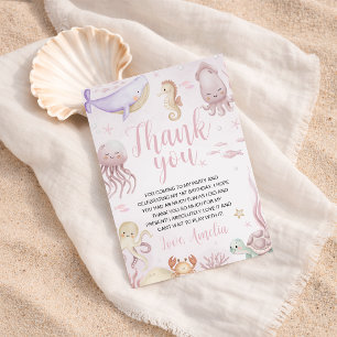 Dreamy Ocean Girl Birthday Thank You Invitation