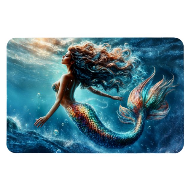 Dreamy ocean mermaid girl fantasy creature magnet (Horizontal)