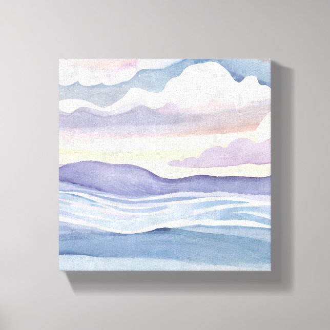 Dreamy Ocean Waves | Watercolor Canvas Print (Front)