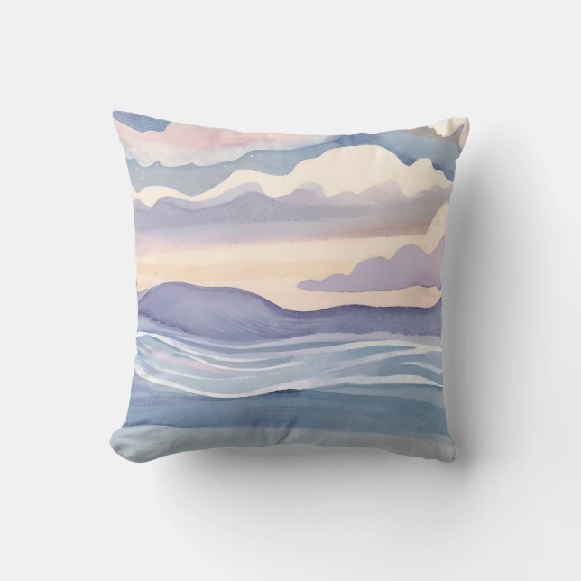 Dreamy Ocean Waves | Watercolor Cushion (Front)