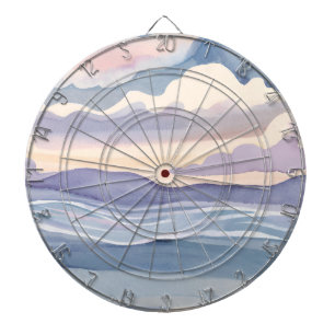 Dreamy Ocean Waves Watercolor Dartboard
