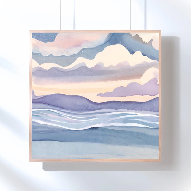 Dreamy Ocean Waves | Watercolor Painting Poster (Creator Uploaded)