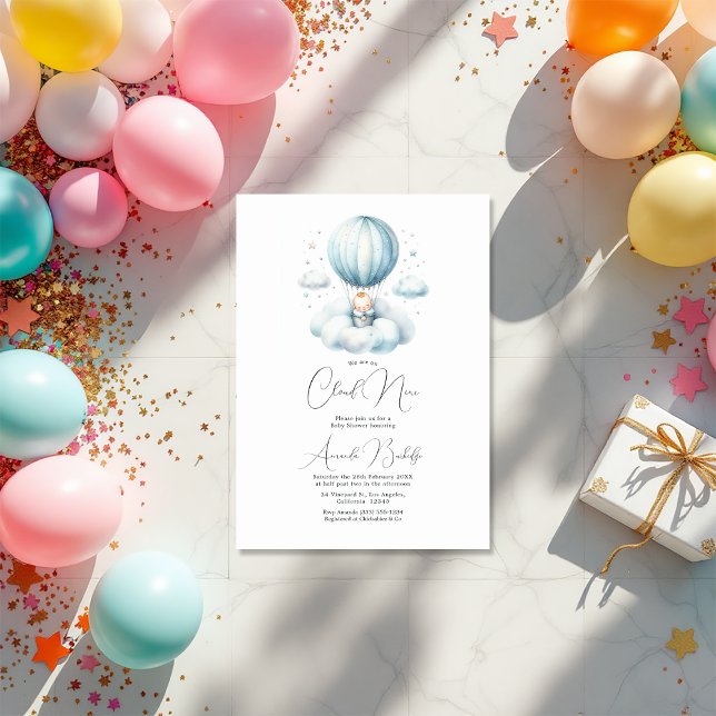 Dreamy On Cloud 9 Baby Shower Invitation (Dreamy On Cloud 9 Baby Shower Invitation)