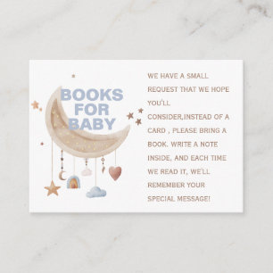 Dreamy Over the Moon blue baby shower book Enclosure Card