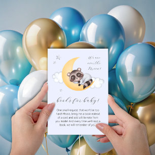 Dreamy Over the Moon Racoon Boy Baby Shower Enclosure Card