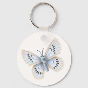Dreamy Pale Blue Butterfly Lepidoptera Key Ring