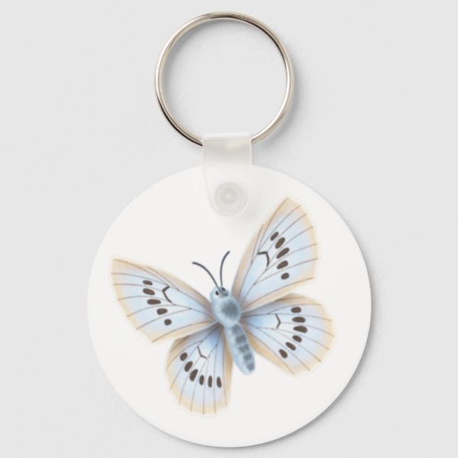 Dreamy Pale Blue Butterfly Lepidoptera Key Ring (Front)