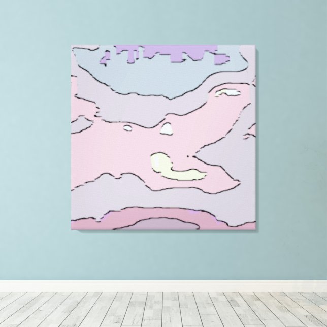Dreamy pastel abstract canvas in rose tones | Rose Print (Insitu(Wood Floor))