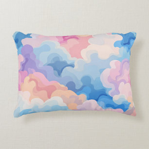 Dreamy Pastel Abstract Cloud Pattern in Watercolor Decorative Cushion