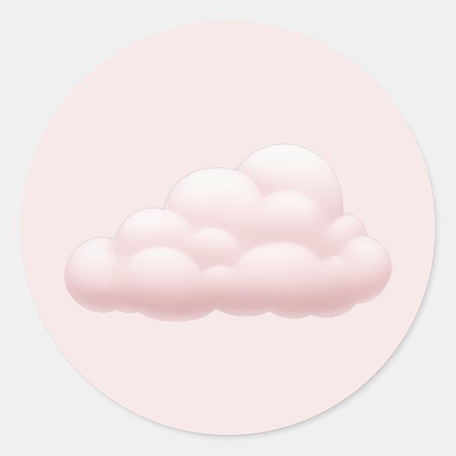 Dreamy Pastel Aesthetic Soft Pink Cloud Emoji Art Classic Round Sticker (Front)