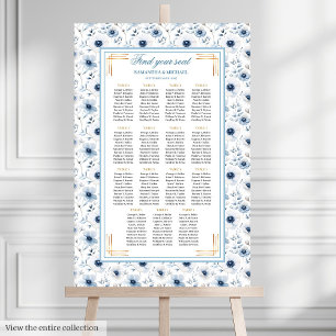 Dreamy Pastel Blue Gold Watercolor Seating Chart